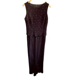 Vintage Scott McClintock Millenium 2000 Black Sparkle Floor Length Evening Gown